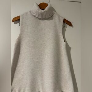 Zara Cream Sleeveless Turtleneck Sweater